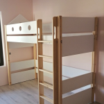 high bed white and natural wood