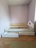 Pat de o persoană – varianta 2 cu tăblie laterală din lemn masiv