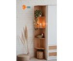 high wooden wardrobe shelf