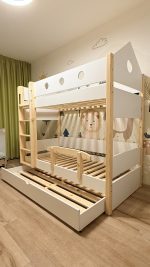 Pat supraetajat cu pat suplimentar tip sertar